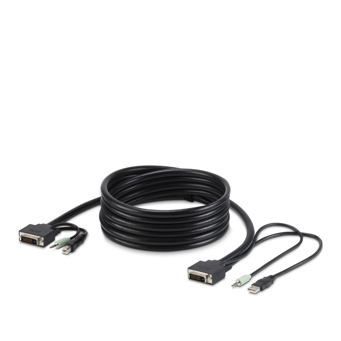 TAA DVI/USB/AUD SKVM CBL, DVI-D M/M; USB A/B, 6', Black, hi-res
